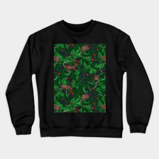 Mice and blackberries on dark green Crewneck Sweatshirt